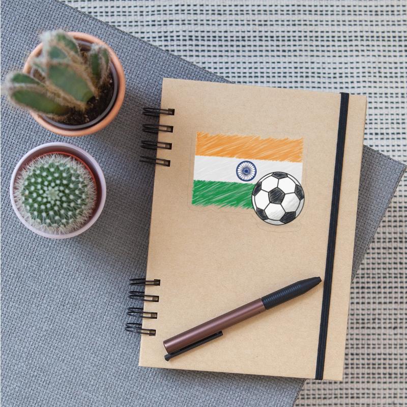 India flag and crayon-style soccer ball