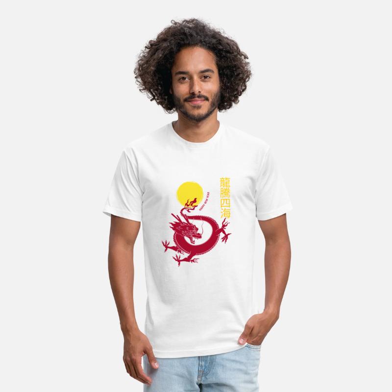 New Year Red Dragon with sun