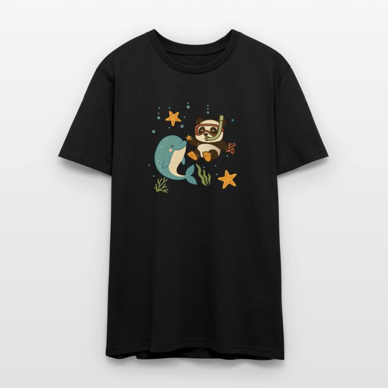 Panda Diving with Dolphin in the Sea