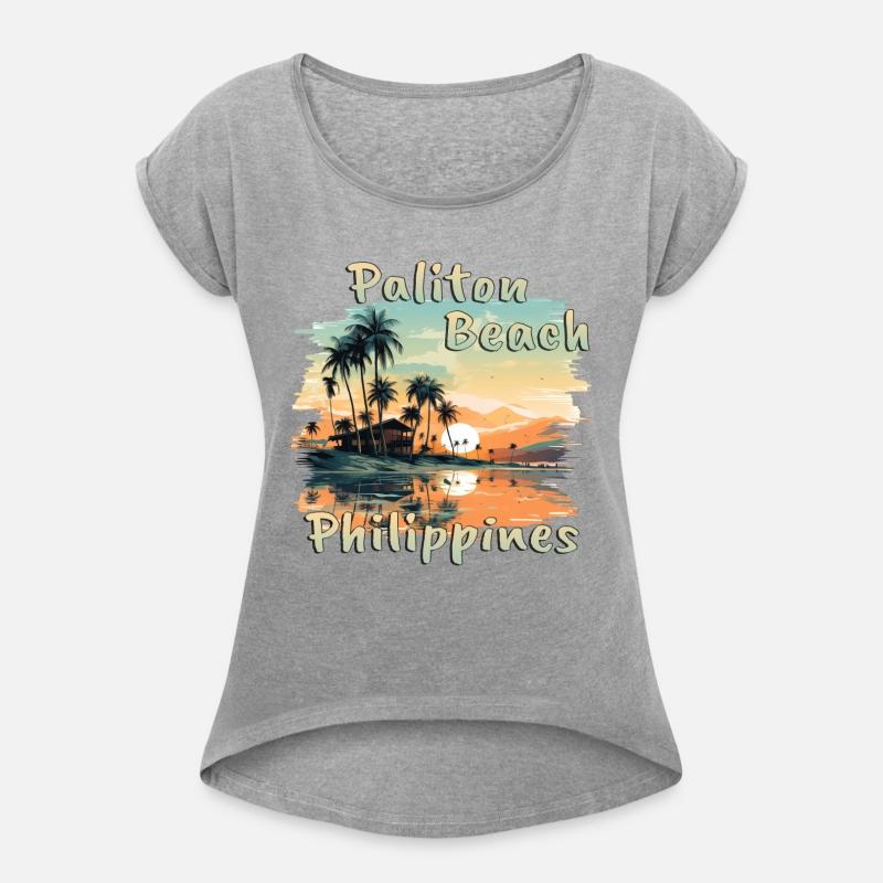 Philippines Paliton Beach Sunset Grunge Palm Trees