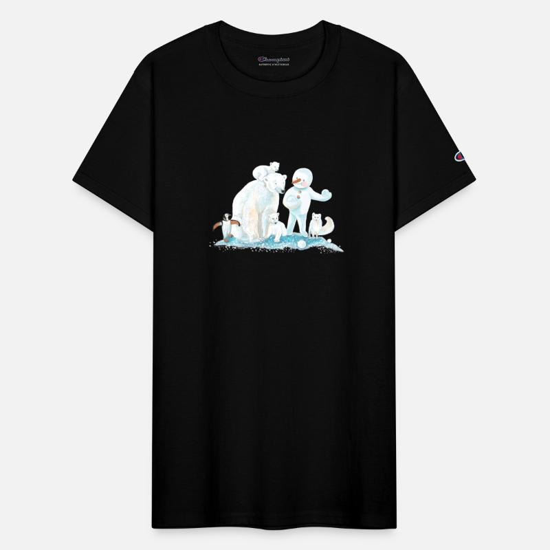 Polar Animals and Snowman in Ice Cold Winter