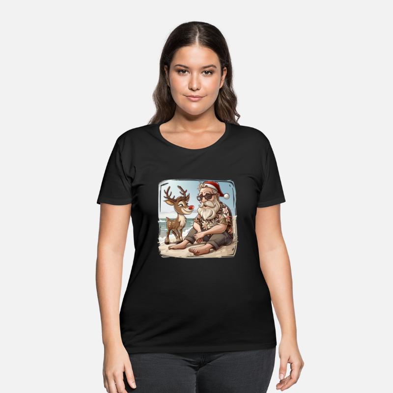 Santa and Rudolph on the Beach