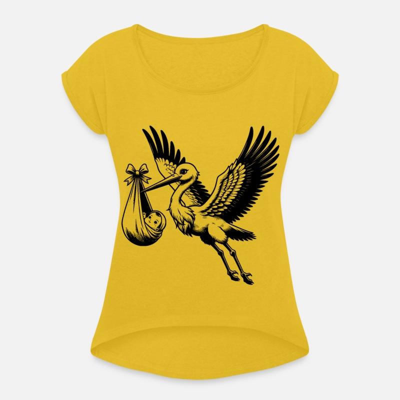 Stork Carrying Baby in Swaddle with Bow