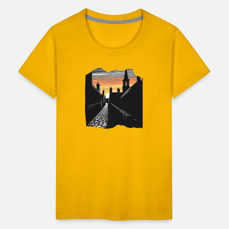 Sunset Over Historic Village Skyline