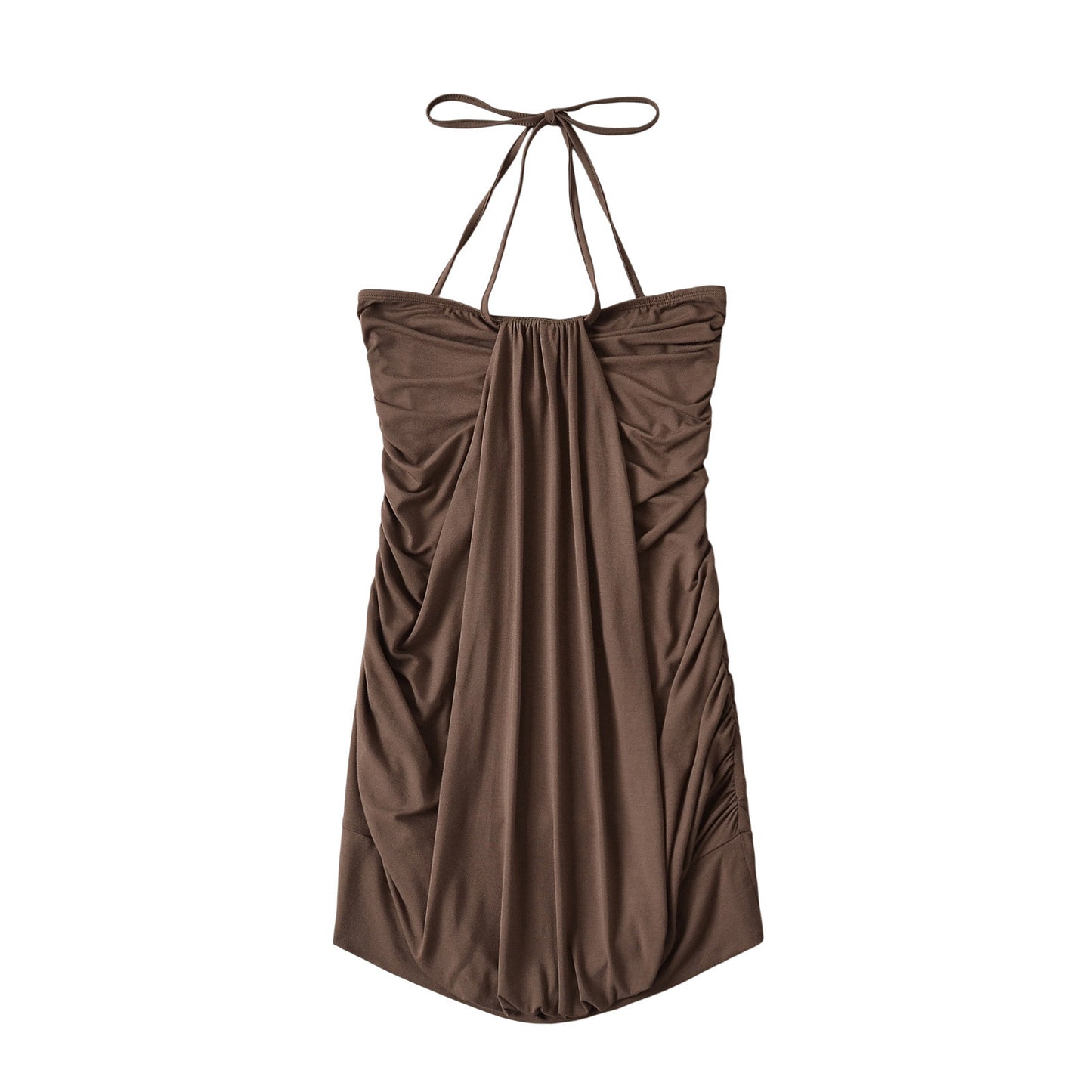 Lace-up halter dress with a hip-hugging silhouette