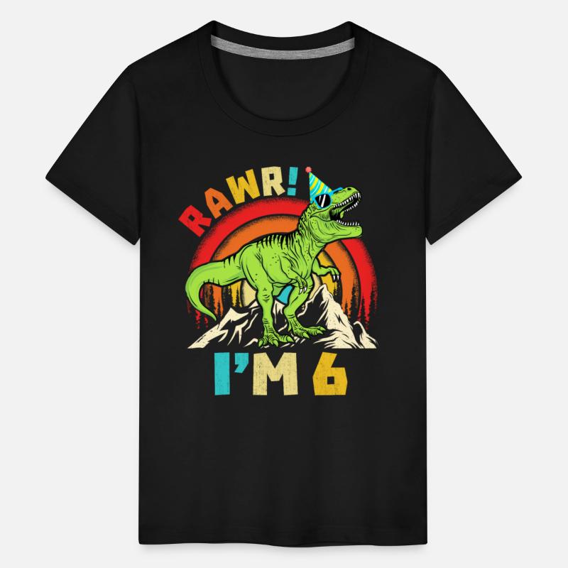 6th Birthday Dinosaur T Rex Rawr I'm 6 For Boys