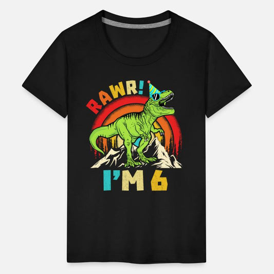6th Birthday Dinosaur T Rex Rawr I'm 6 For Boys