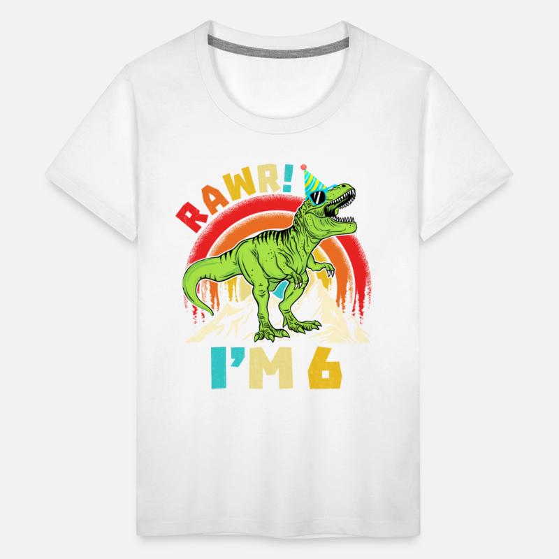 6th Birthday Dinosaur T Rex Rawr I'm 6 For Boys