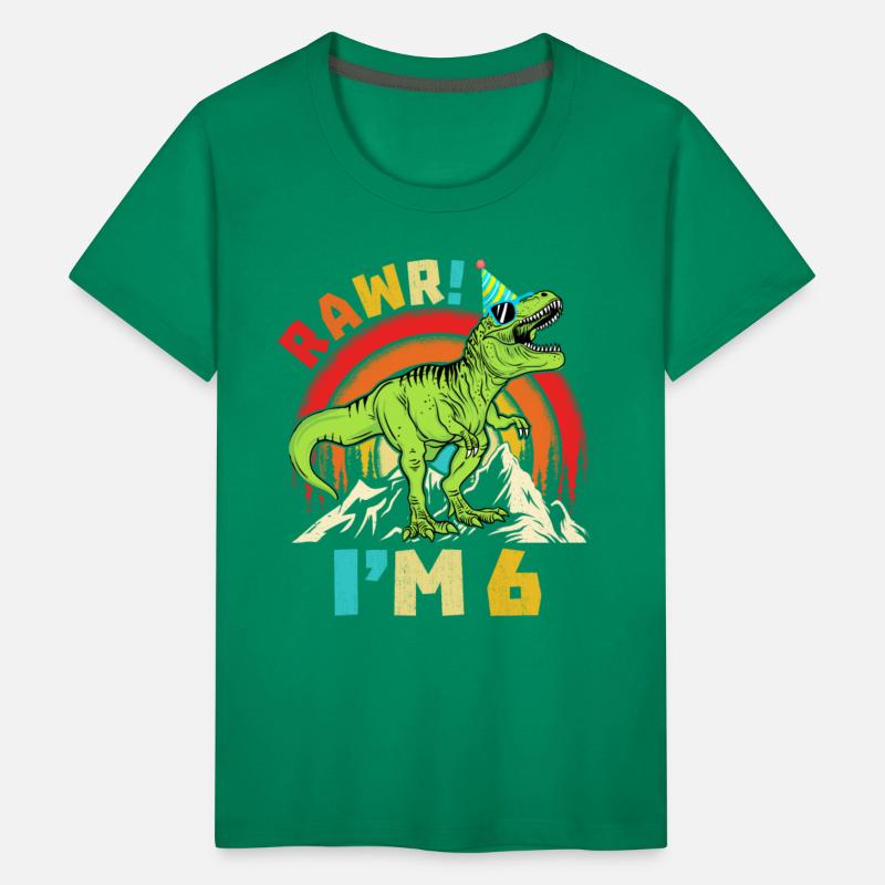 6th Birthday Dinosaur T Rex Rawr I'm 6 For Boys