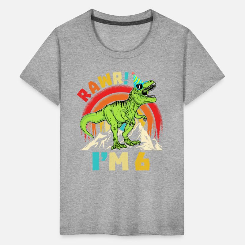 6th Birthday Dinosaur T Rex Rawr I'm 6 For Boys