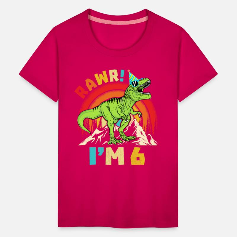 6th Birthday Dinosaur T Rex Rawr I'm 6 For Boys