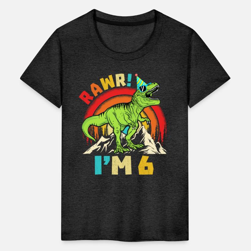 6th Birthday Dinosaur T Rex Rawr I'm 6 For Boys