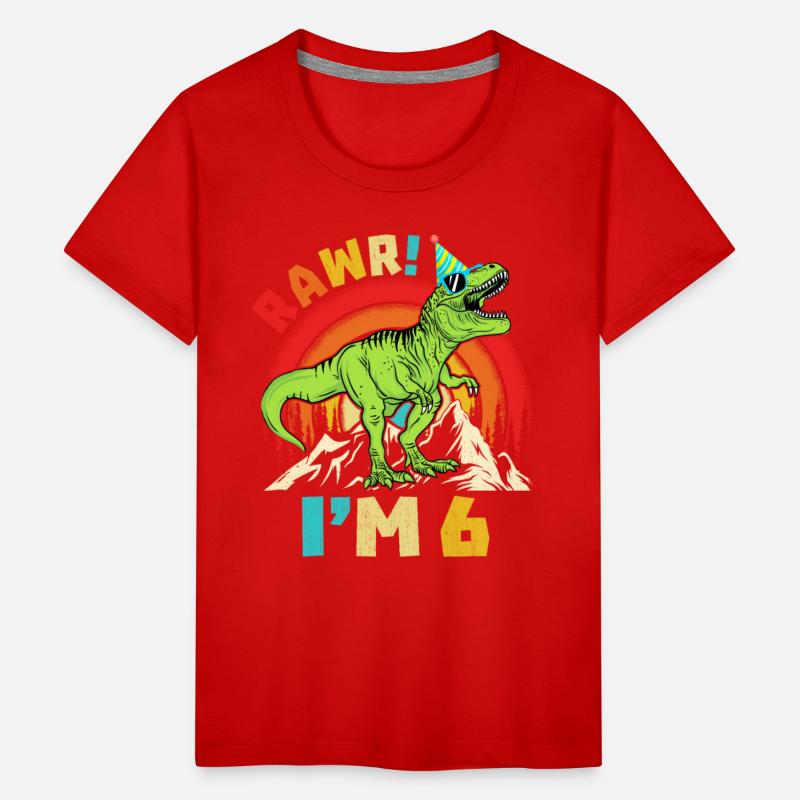 6th Birthday Dinosaur T Rex Rawr I'm 6 For Boys