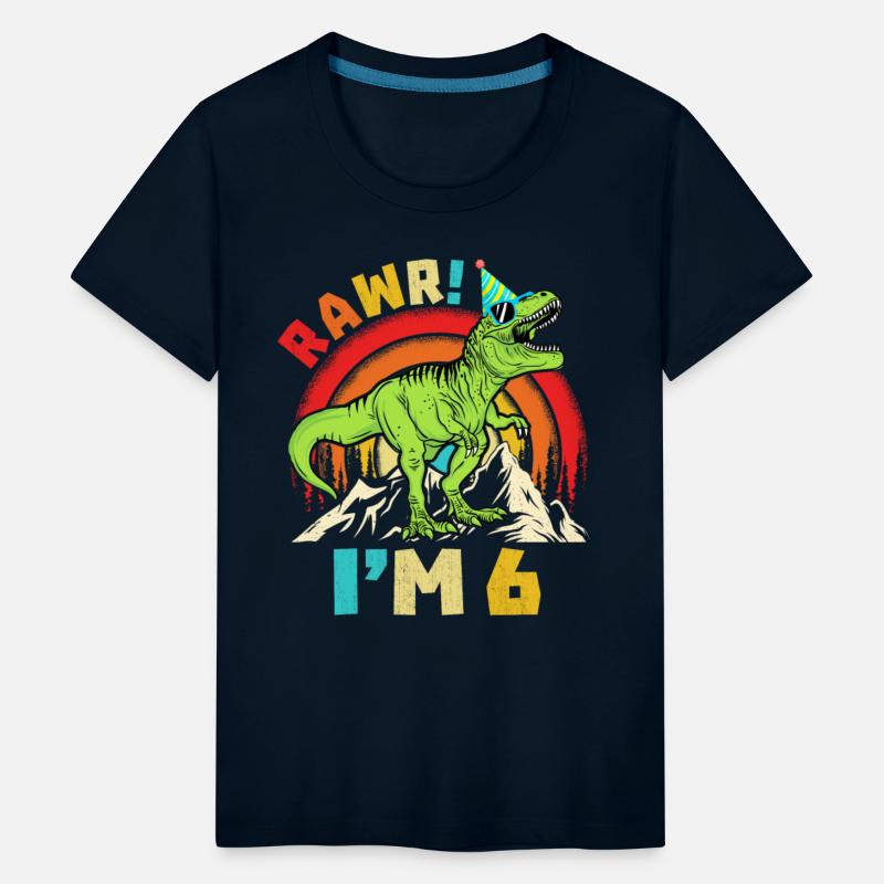 6th Birthday Dinosaur T Rex Rawr I'm 6 For Boys