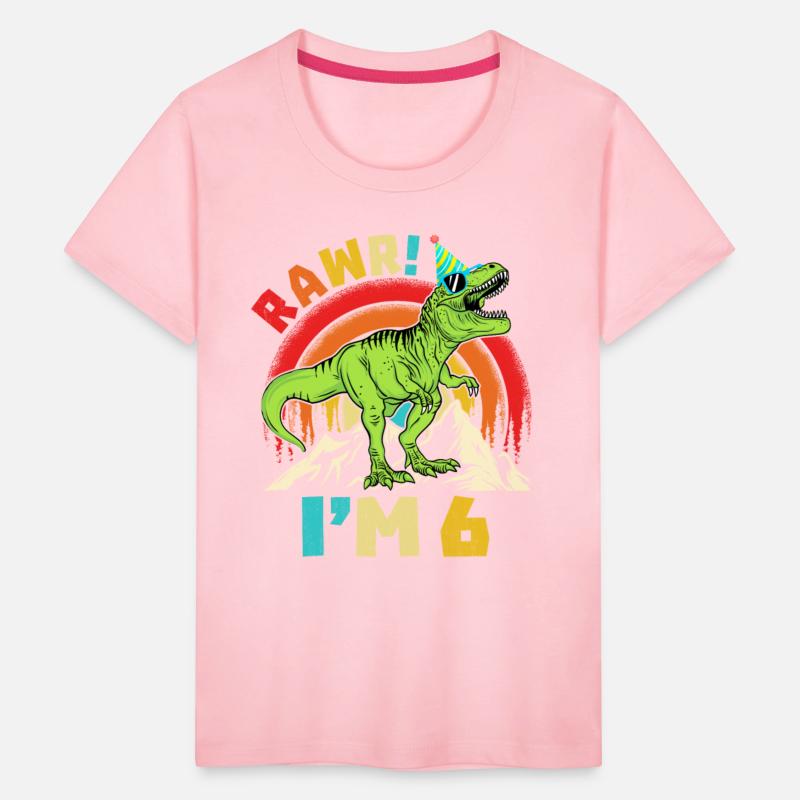 6th Birthday Dinosaur T Rex Rawr I'm 6 For Boys
