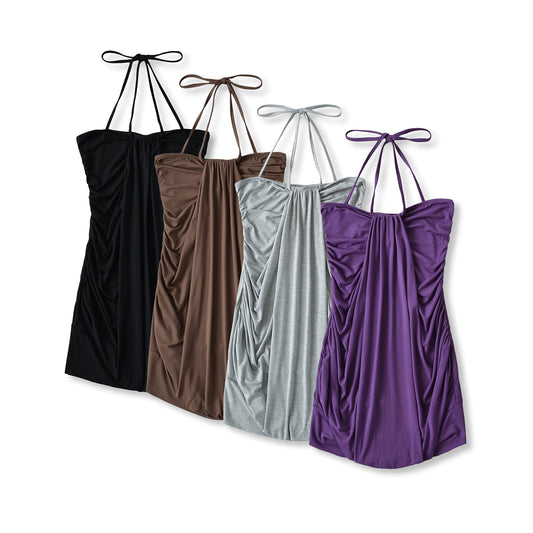 Lace-up halter dress with a hip-hugging silhouette