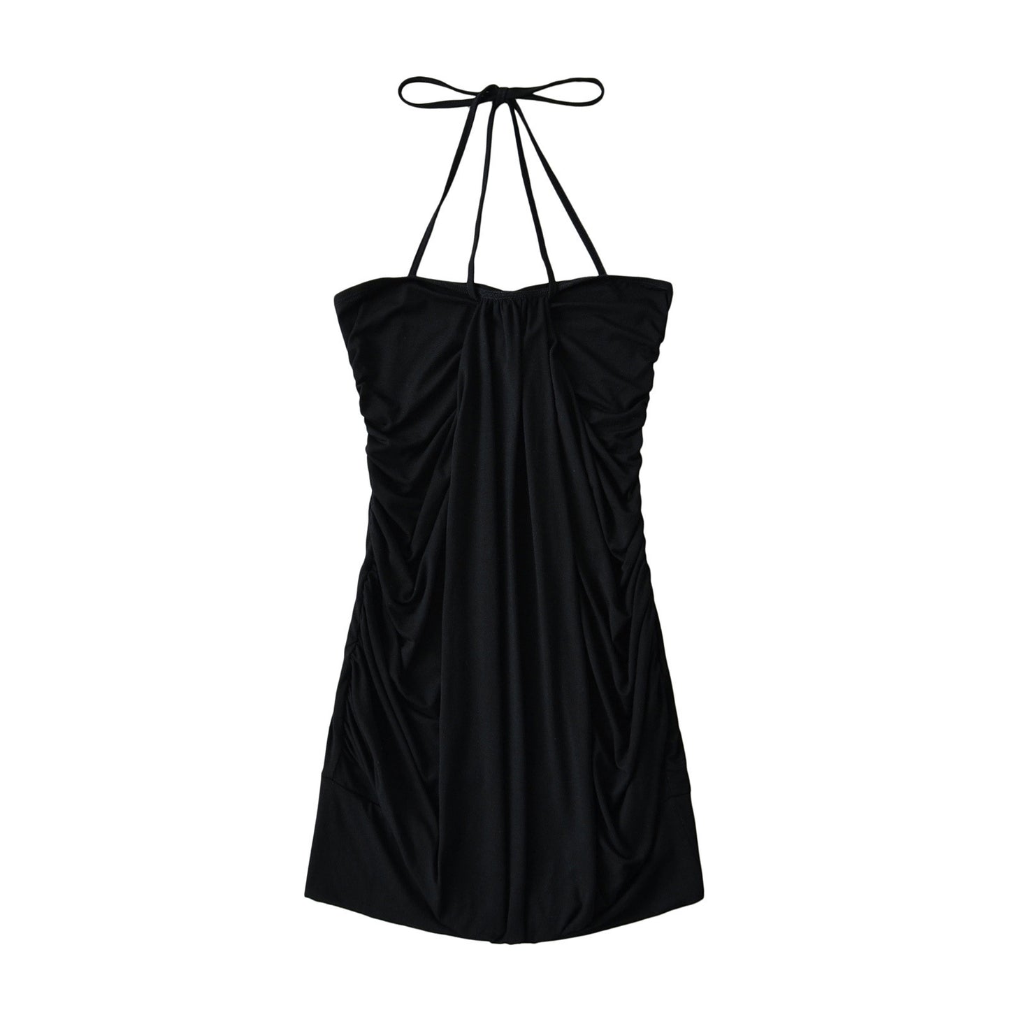 Lace-up halter dress with a hip-hugging silhouette