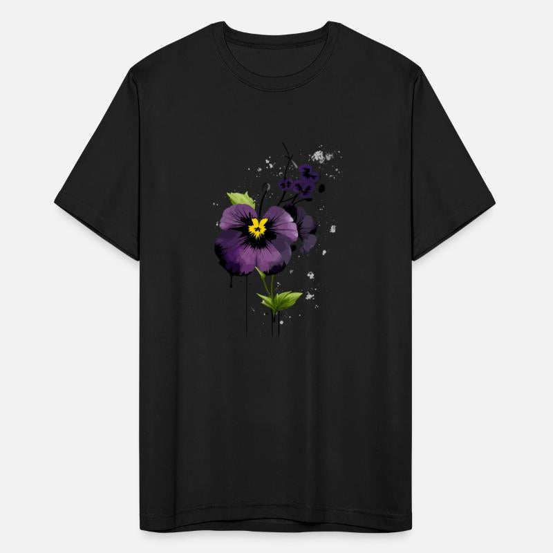 A violet pansy flower ink drawing