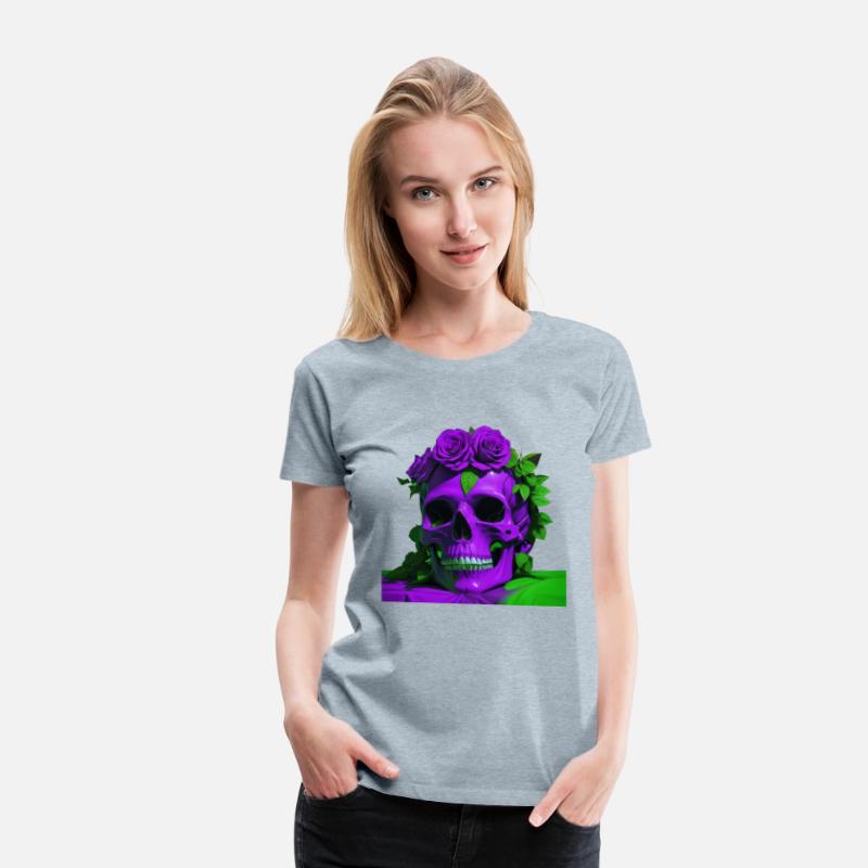 Aesthetic Skulls and Roses | Violet and Green