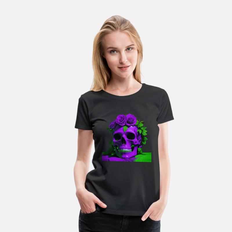 Aesthetic Skulls and Roses | Violet and Green