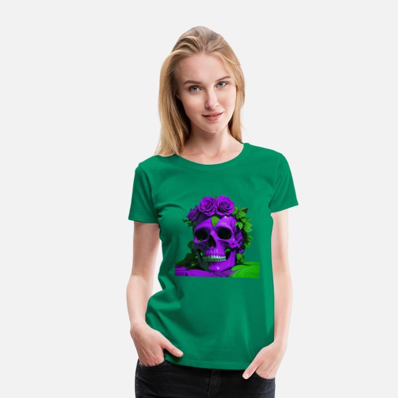 Aesthetic Skulls and Roses | Violet and Green