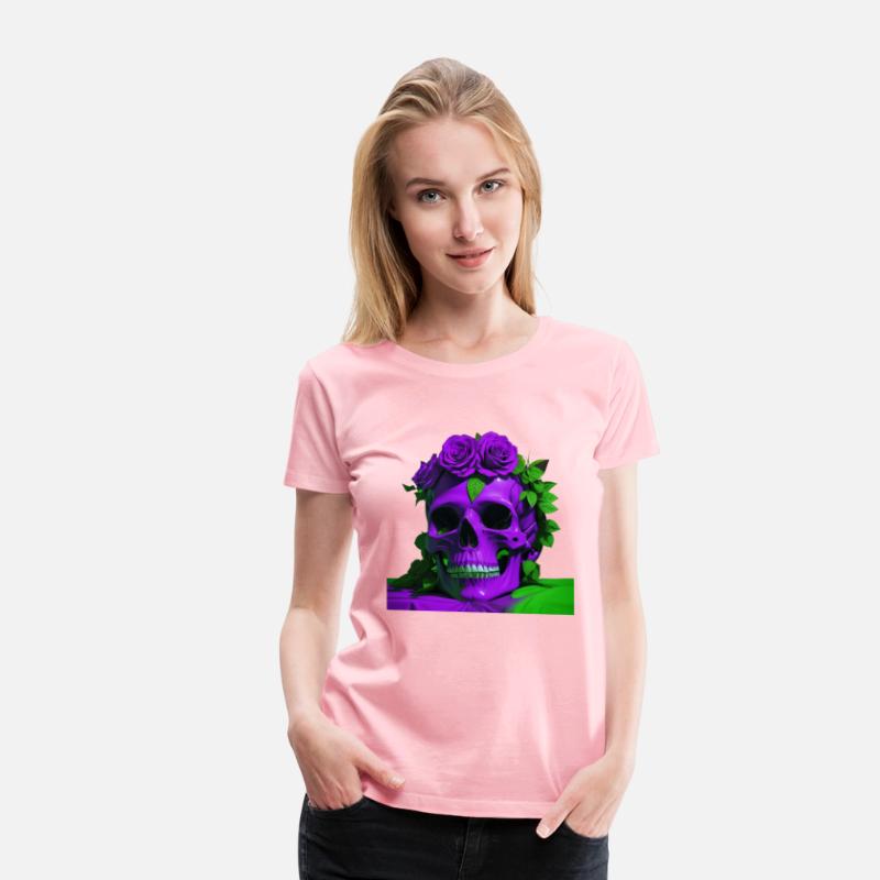 Aesthetic Skulls and Roses | Violet and Green