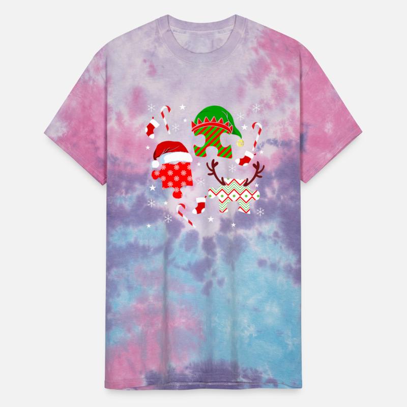 Autism Christmas Hat Puzzle Pieces Candy Cane