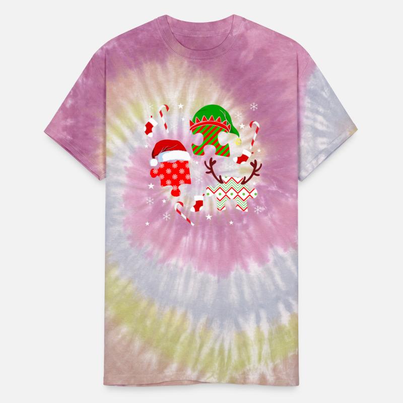 Autism Christmas Hat Puzzle Pieces Candy Cane