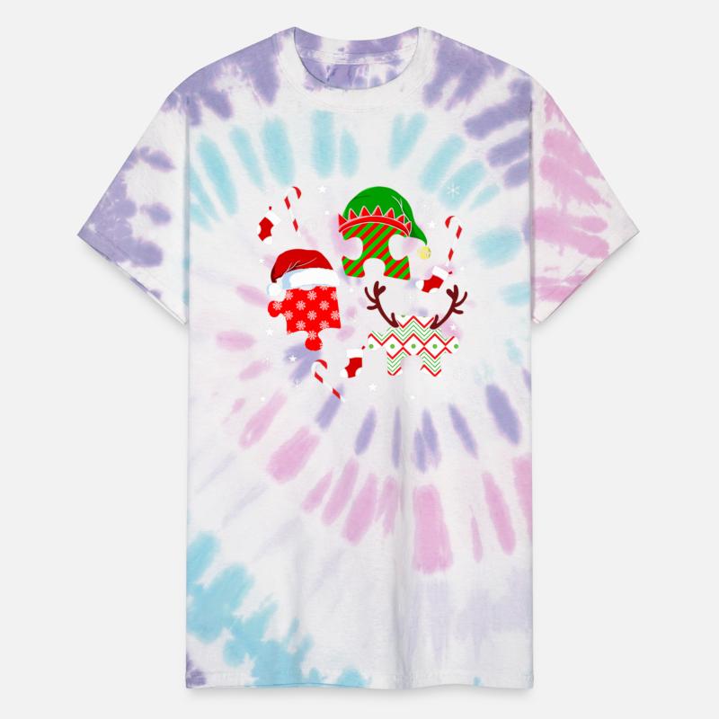 Autism Christmas Hat Puzzle Pieces Candy Cane