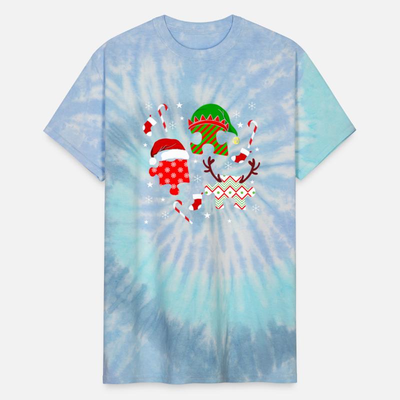 Autism Christmas Hat Puzzle Pieces Candy Cane