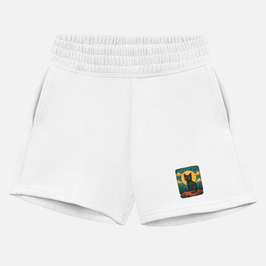 Black Cat Silhouette Against Moonlit Sky