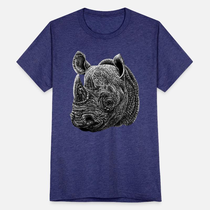 Black rhino animal ink illustration