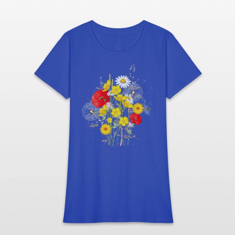 bright colorful flowers meadow full of flowers