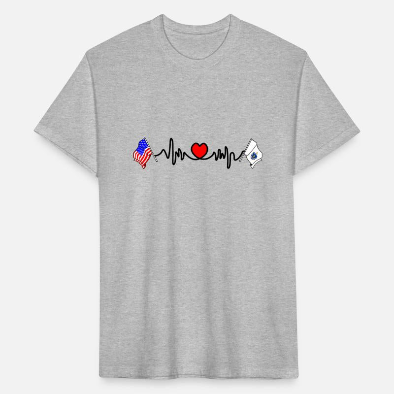 Cardio heart with Flag USA and flag Massachusetts