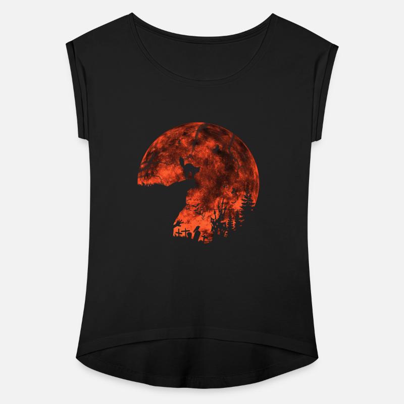 Cat Red Moon trick or treat Bats Forest Halloween