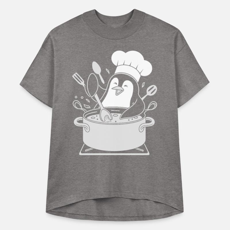 Chef Penguin Cooking with Utensils in Pot