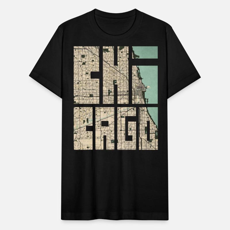 Chicago Illinois USA City Map Typography - Vintage