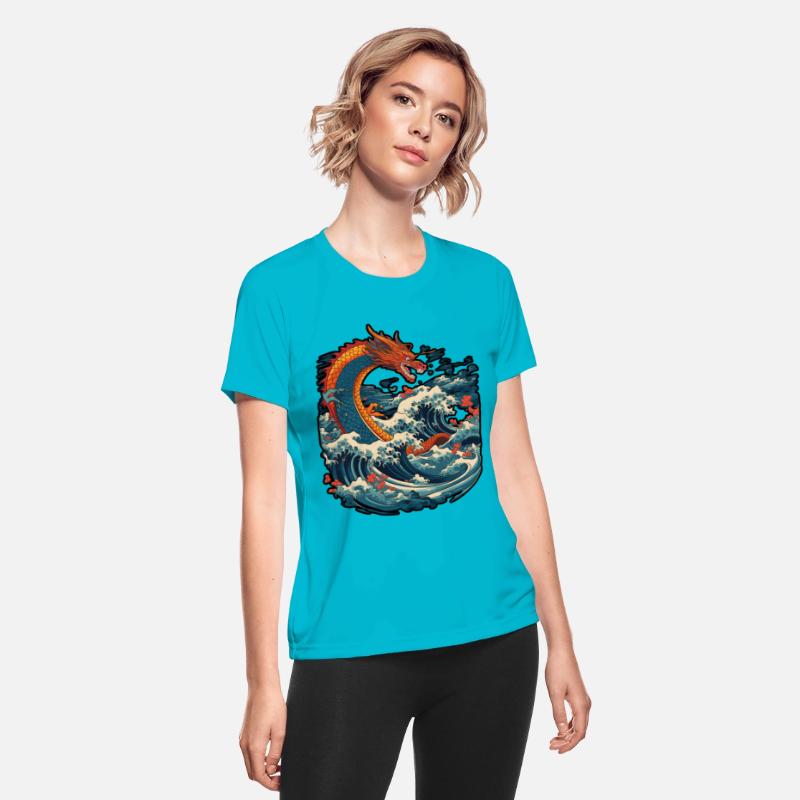 Chinese dragon emerging from water