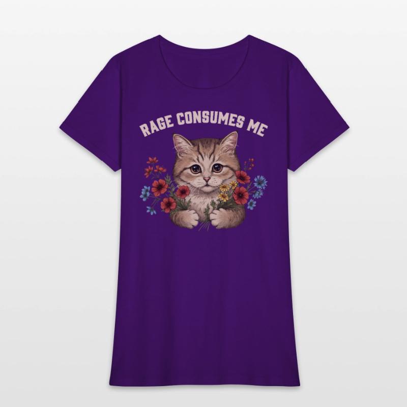 Cute Angry Cat with Flowers - Rage Consumes Me