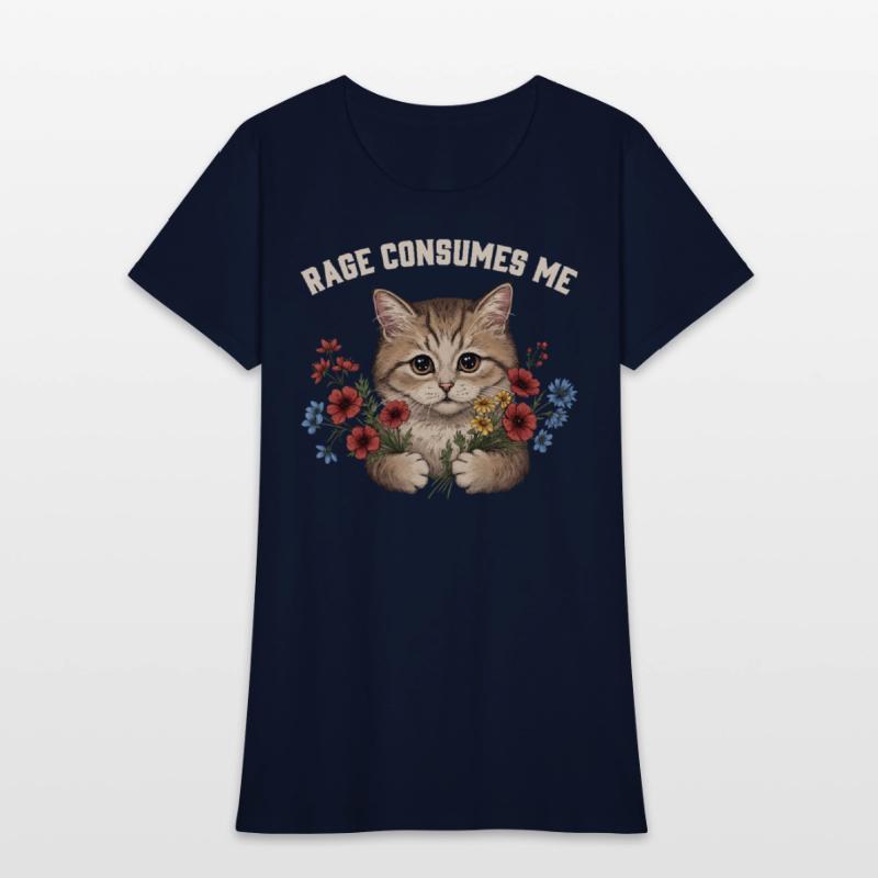 Cute Angry Cat with Flowers - Rage Consumes Me