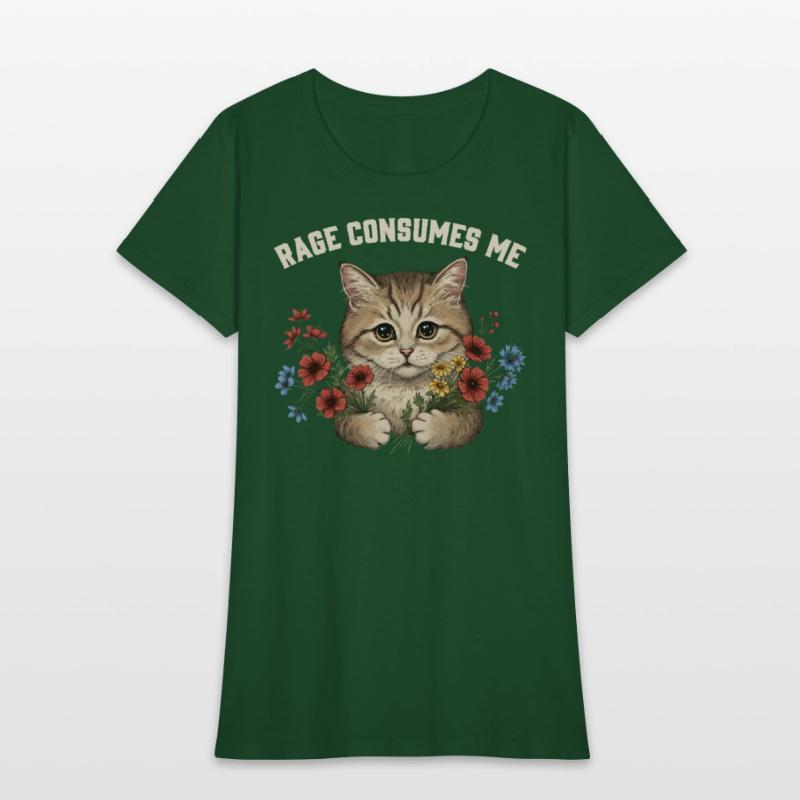 Cute Angry Cat with Flowers - Rage Consumes Me