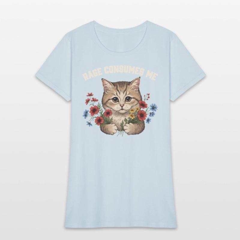 Cute Angry Cat with Flowers - Rage Consumes Me