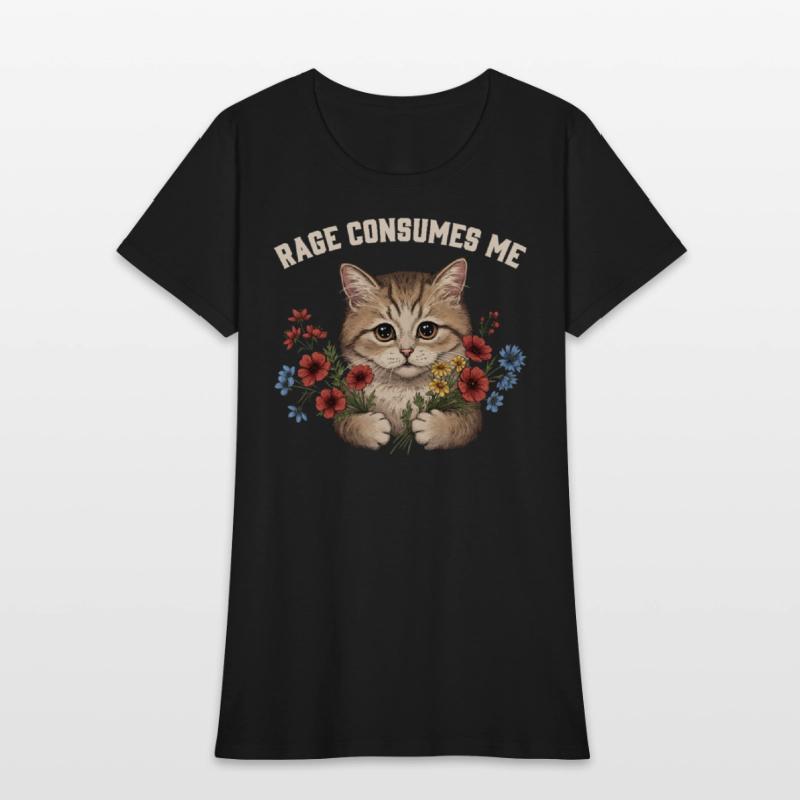 Cute Angry Cat with Flowers - Rage Consumes Me