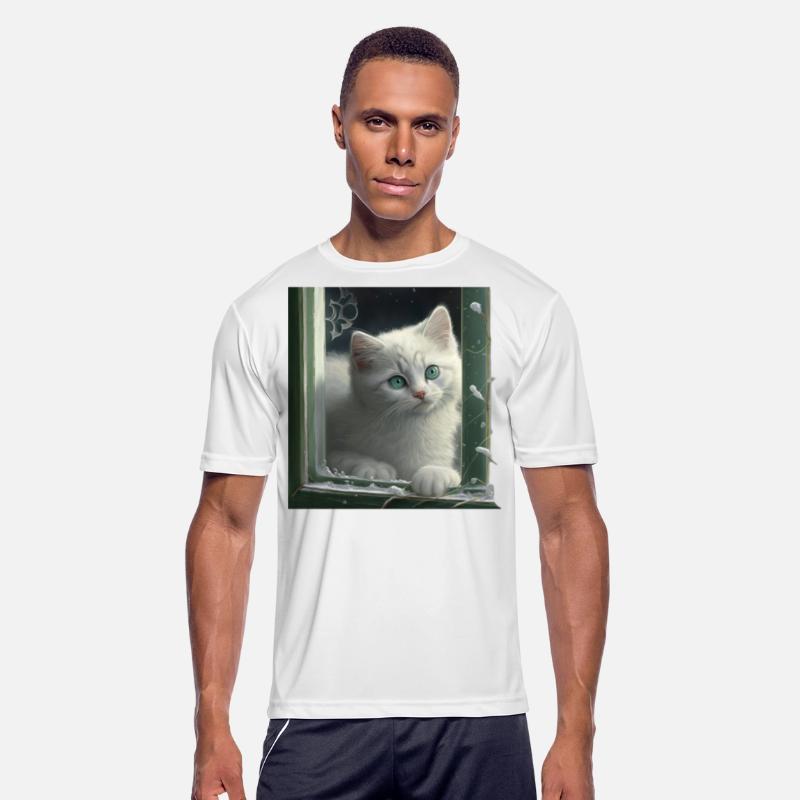 cute white kitten with green eyes