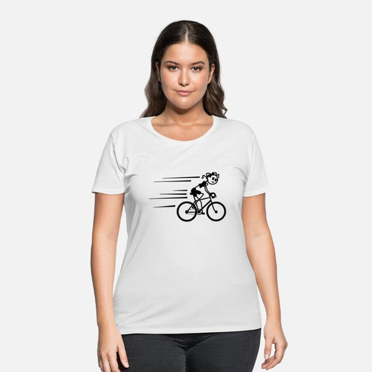 Cyclist girl riding hard with helmet on