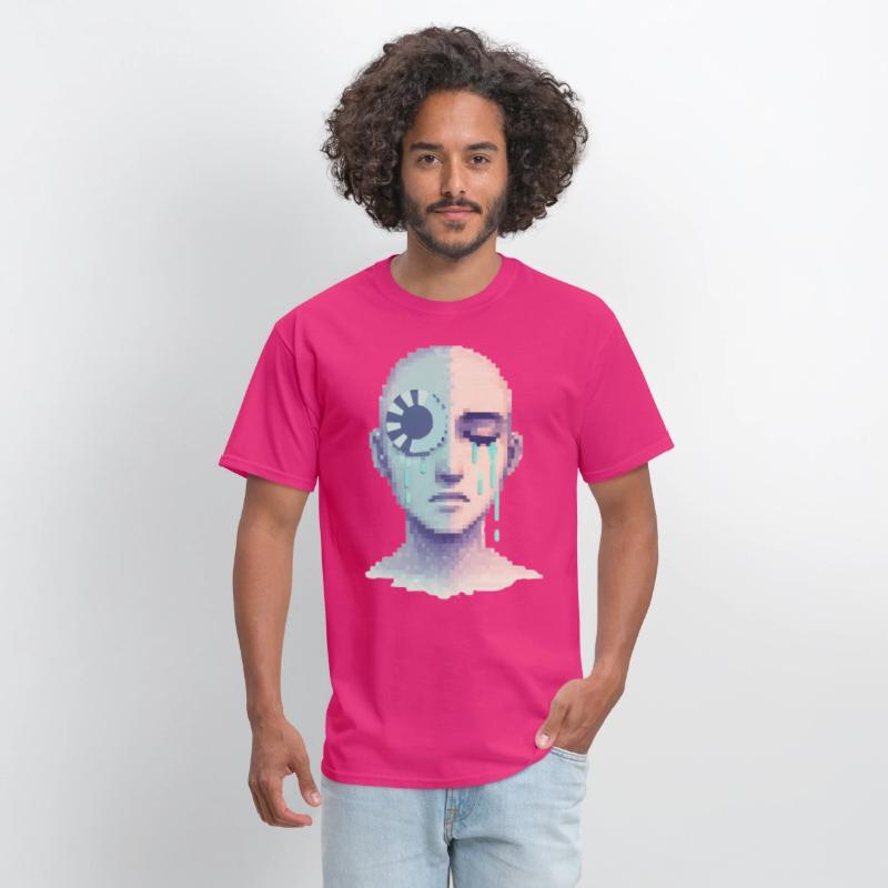 Digital Tears of AI – Cyberpunk Pixel Art Emotion