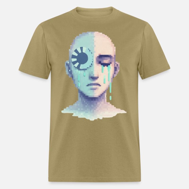 Digital Tears of AI – Cyberpunk Pixel Art Emotion