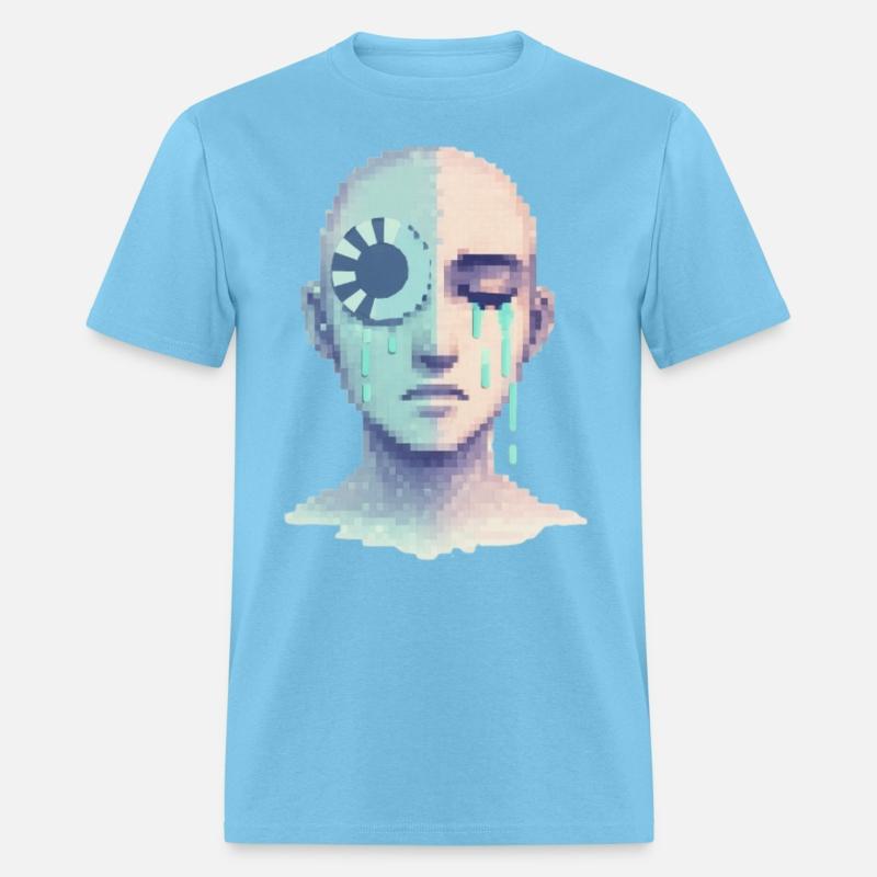 Digital Tears of AI – Cyberpunk Pixel Art Emotion