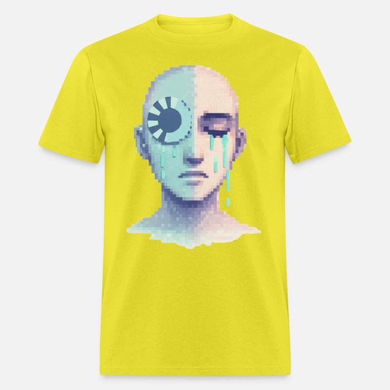 Digital Tears of AI – Cyberpunk Pixel Art Emotion