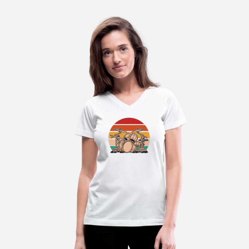 Drum set with retro color background - percussion